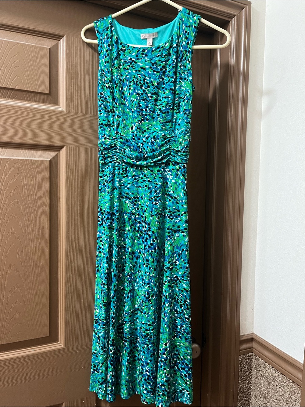 Coldwater Creek Teal, Aqua & Green Printed Dress